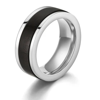 Vyrai Vintage Silver-Krašto Vestuvių Žiedas 304 nerūdijančio plieno, Vestuvių Juosta Sukasi Išskleidimo Sužadėtuvių Žiedas Priedai 1pc