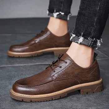 Vyrų batai aukštos kokybės odos oficialų bateliai vyrai lac iki oksfordo bateliai vyrams Patogus, kvėpuojantis office bateliai vyrai