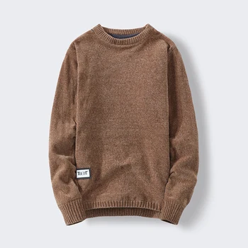 Vyrų megztinis rudenį ir žiemą nauja tendencija prarasti ilgomis rankovėmis, žemiausią marškinėliai įgulos kaklo megztinis plius aksomo, storas megztinis