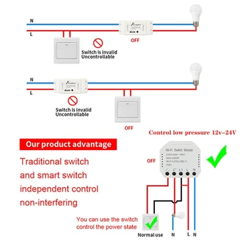 WIFI Smart Switch Nuslėpė Smart Switch Nuotolinio Belaidžio tinklo Jungiklis Modulis Tinka 