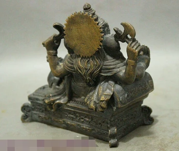 Xd 002769 Senas Kinų Budizmo Bronzos 4 Ginklų Ganapati Ganesh Viešpats Ganeša Budos Statula