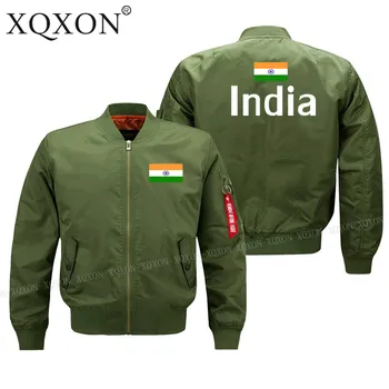 XQXON-mados Priežastinis Indijos Vėliava Vyrų Liemenės, Paltai Karinės Žmogus Pilotas Bombonešis Striukė J202