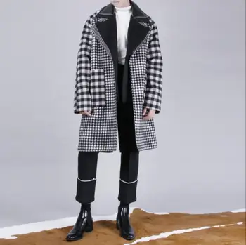 XS-6XL 2018 vyriškų drabužių mados Žvaigždė GD plaukų stilistas Odos susiuvimo balta krašto vilnoniai paltai plius dydis Dainininkas kostiumai