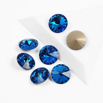 YANRUO 1122 Mados Kristalai Capri Blue Spalvos 3D Nagų Dailė Rivoli Formos Išgalvotas Stiklo Akmenų 3D Nagai Meno Papuošalai