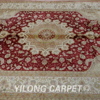 Yilong 5.6'x8.4' Antikvariniai rankų persų tabriz kilimų tamsiai mėlyna rankomis rišti turkijos kilimų (1840)