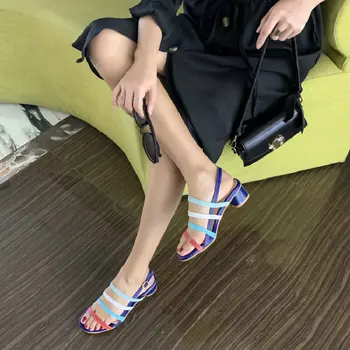 ZawsThia 2020 dirželio sagtis ponios stambusis viduryje aukštakulniai sandalai didelis dydis 44 45 46 metų moteris atsitiktinis laisvalaikio suknelė, moteriški batai, sandalai