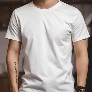 ZFTL Naujas Vyrų T-shirt Trumpas rankovės vientisos spalvos vyriški vasaros baltos spalvos marškinėliai medvilnė, Retro Tees