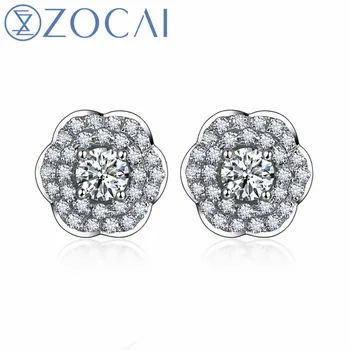 ZOCAI Prekės Vestuvių auskarai nekilnojamojo sertifikuota 0.33 CT H/SI diamond 18K gold (AU750) dalyvavimas ir dovana auskarai JBE90126T