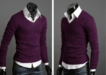 ZOEQO Karšto pardavimo atsitiktinis vyrų megztinis v-kaklo slim fit 7 spalvų plonas puloveriai vyrų clothings traukti homme