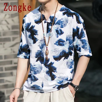 Zongke Pusė Rankovės Vintage Marškinėliai Vyrams Drabužius Harajuku Derliaus Tshirts Vyrų Marškinėliai Vyrams Japonijos Streetwear 5XL 2021