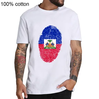 šalies ht prancūzijos haičio Trumpas Rankovės Vyrų Tees t-shirt HTI Marškinėliai vyriški Haičio Vėliava pirštų Atspaudų Didmeninė Custom Darbo Tshirts