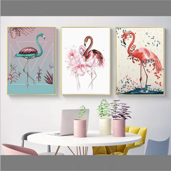 Šiaurės Stiliaus Flamingo Plakato spauda Minimalistinio Sienos Meno Tapybos Drobės Kraštovaizdžio Namų Dekoro kambarį