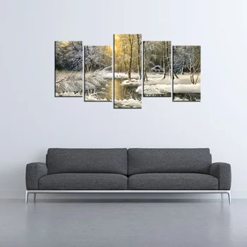 Šiuolaikinio HD Spausdinti Aliejaus Tapybai Žiemos Medžių Sniego Kraštovaizdžio Dekoratyvinis Dažymas Sniego Sienos Plakatą, Drobė Meno Kambarį