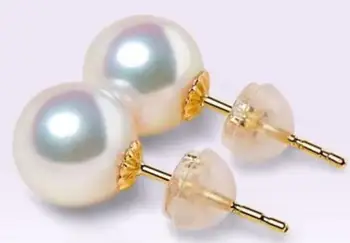žavinga pora AAA 10-11mm apvalios baltos perlo auskaru