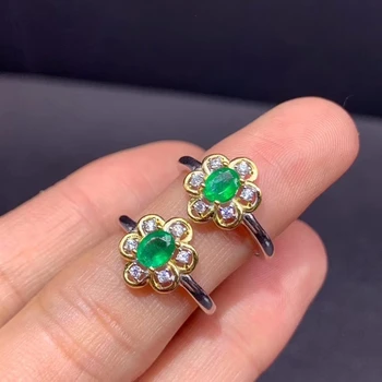 žavinga žalias smaragdas žiedas moterims, papuošalai gamtos perlas nekilnojamojo 925 sidabro žiedas GALI birthstone mergina šalis dovana 4*6 mm dydžio perlas