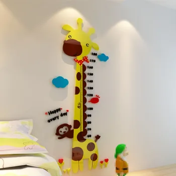 Žirafa Aukštis Valdovas Sienų Lipdukai Vaikų Kambario Dekoracijas 3D Animaciją Augimo Diagramos Lipdukas Sienų Dekoras Vaikų Kambario Tapetai 1pc