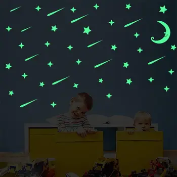 Žvaigždžių ir mėnulio šviesos lipdukas jungiklis, vaikų kambario baldai, namų dekoro vandeniui lipnios liuminescencinės siena lipdukas