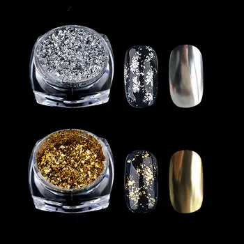 0,2 g/Jar Auksas, Sidabras Aliuminio Magic Veidrodžio Efektas Nagų Milteliai Sluoksniuoti Fejerverkų Poveikį Nagų Blizgučiai Blizgančiais Blizga Pigmento Papuošti
