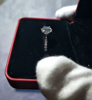 1 Karatas ct Vestuvių Moissanite Deimantų Žiedas Originali 18K 750 Baltas Auksas D spalva VVS