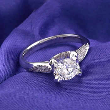 1 Karatų Gryno Aukso 18K Oxhead Stiliaus Išskirtinį Imituoti Deimantų Moterų Jubiliejų Žiedas Nemokamai Aukso techninės Priežiūros Paslaugos Visiems Gyvenimo Žiedas