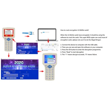 10 Dažnio NFC Smart Card Reader Rašytojas RDA Kopijuoklis popierinės kopijavimo aparatų matricos 125KHz 13.56 MHz USB Fob Kopijuoti Saugiame Klavišą Kortelės UID
