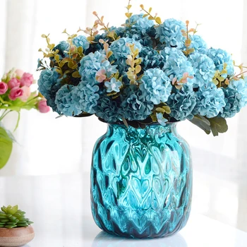 10 galvų /Puokštė Dirbtinis kamuolys chrizantema Gėlių Šilko Hydrangea Gėlių Padirbtų Augalų Vestuvių Reikmenys 