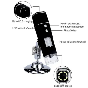 1000X WiFi Skaitmeninis Mikroskopas HD 1080P 8 LED Mikroskopu Mobiliojo Telefono Mikroskopo Vaizdo Kamera Už PCB Lydmetalis Skaidres Žiūrėti