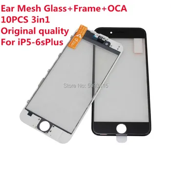 10P LCD Priekinis Stiklas 3in1 garsiakalbis akių su Rėmu originalus OCA iPhone 5s 6Plus 6 6s 6sp Ekrano remontas, Pakeitimas