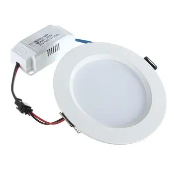 10VNT Apvalus Įleidžiamas LED Lubų Šviesos diodų (Led) Skydelį Žemyn Šviesos Downlight Rungtynių Lempos Lemputė AC85-265V 9W Šiltai balta/Balta Apšvietimas