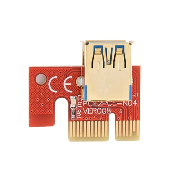 10VNT Stove 008 Raudona Valdybos 3 LED PCI Express Riser Card PCI-E 1x iki 16x Extender Kortelės Adapteris USB 3.0 Kabelį BTC Miner Mašina