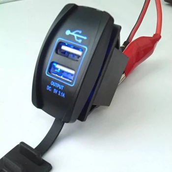 12V 24V Dual USB Įkroviklis Socker LED Šviesos Vandeniui Telefonas Greitai Įkrauti Greito Įkrovimo Adapteris, Universalus Automobilis, Motociklas, Valtis