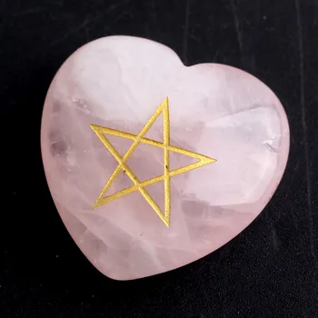1Pc Kūrybos Gamtos penkiakampė Žvaigždė Crystal Širdies Pakabukas Kvarco Akmens Raižyti Širdies Formos Reiki Healing Moterų Meilės Dovana