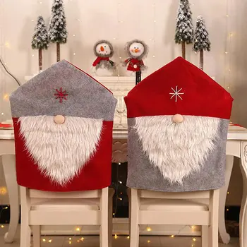 1pc Laimingų Naujųjų Metų Kėdžių dangose Kalėdų Dekoro Vakarienė Kėdė Santa Hat Bžūp neaustinių Vakarienės Stalo Red Hat Kėdės Apima Atgal