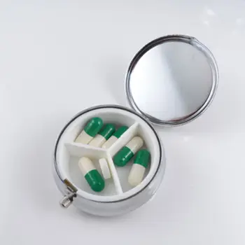 1PCS Metalo Apvalios Tabletės Tablečių Dėžutės Savininkas Sidabro Medicina Atveju Mažos Atveju Naudingiausio Bakas