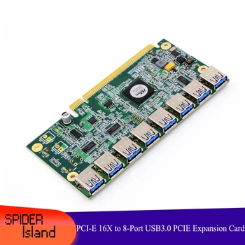 1to 8 PCIe vaizdo plokštė ilgiklis PCI-E 16X 8-port USB3.0 PCIE Plėtros Kortelę