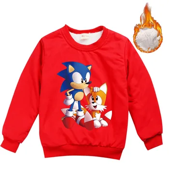 2-16Y 2020 m. Žiemos Anime Sonic The Hedgehog Hoodie Berniukai Storo Aksomo Kailio Palaidinukė Vaikai Megztinis Kūdikių Mergaitės, Apranga, Kailis Outwear