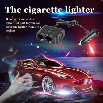2 Būdas Automobilio Cigarečių Degiklio +LED Šviesos Jungiklis Auto Skirstytuvo Lizdo Įkroviklis, USB 12V/24V transporto priemonės žiebtuvėlio adapteris
