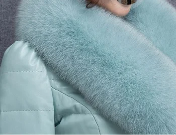 2017 PU kratinys vidutinio ilgio dirbtiniais fox fur coat sustorėjimas paltas moteriški drabužiai Plius dydis
