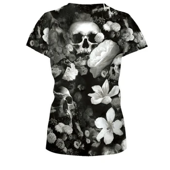 2019 m. Vasarą hip-hop street wear Vyrų/Moterų trumpomis Rankovėmis 3D Mirties kaukolės skaitmeninis spausdinimas, vyriški T-shirt Viršūnes Tees S-3XL NA238
