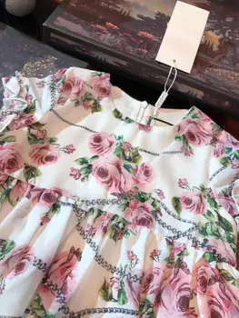2019 Naujas Mados Mergaičių Drabužiai Suknelė Gėlių Spausdinti Rankovių Boutique Aukštos Kokybės Princesė Šalis Suknelė