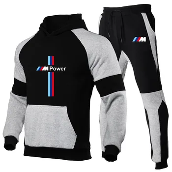 2020 m. naujas 2 dalių komplektas BMW sportinę spausdinimo vyrų hoodie + kelnės megztinis hoodie sportiniai, laisvalaikio vyriški drabužiai