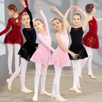 2020 M. Naujas 2 Gabalus Vaikams Mergaitėms Ilgomis Rankovėmis Medvilnės Tiulio Tutu Baleto Šokių Leotard Suknelė Veiklos Dancewear Drabužius 4-12 Metų Amžiaus