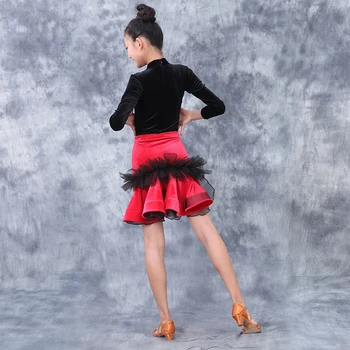 2020 M. Vaikų Suknelė Šokių Lotynų Šokių Sijonai Mergaitėms Ilgomis Rankovėmis Viršūnes Sijonai Tango Salsa Šokių Kostiumas Suknelė 110-170