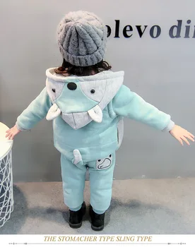 2020 m. Žiemos storio Išlaikyti šiltas vaikams vaikiški drabužiai rinkiniai mados medvilnės Dinozaurų mergina Plius storo aksomo trys pjesės vaikams drabužių