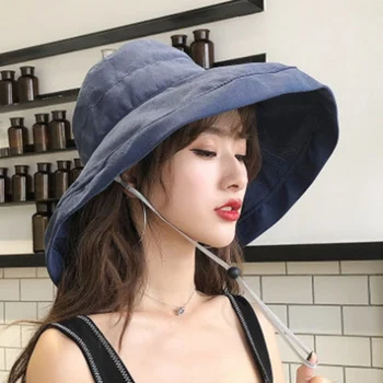 2020 metų Vasaros Moterų Mados Korėja Anti-UV Platus Kraštų Saulės, Skrybėlės Moterims Atostogų Paprasta Panamos Paplūdimys Skydelis Bžūp Kibirą Skrybėlės