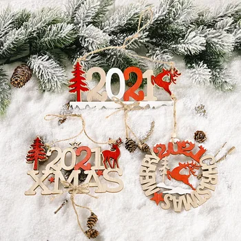 2021 Elnias Raidžių Naujųjų Metų Kalėdų Mediniai Kabo Pakabukas Lašas Ornamentu Kalėdų Medžio Šalis Dekoro Atostogų Prekes