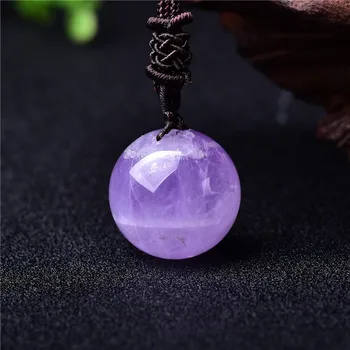 20mm Aukštos kokybės natūralių Violetinė crystal akmens kvarco kristalo pakabukas rutulio formos švytuoklės karolius, Žalia virvės chakra pendule