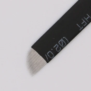 21 Pin Vadovas Antakių Tatuiruotė Adatos Ašmenys, Skirti 3D Siuvinėjimo Microblading Tatuiruotė Pen permanentinis Makiažas 500 VNT. juoda