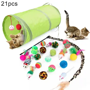 21Pcs Naminių Kačių Kačiukų Hanging Ball Sulankstomas Tunelio Kibinimas Pelės Mokymo Žaisti Žaislas Trauktis Tunelio Pet Vamzdis Žaislas Katėms Šunų Žiemos