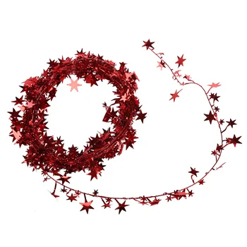 23 Pėdų Blizgantis Raudonas-Žvaigždės Formos Blizgučiais, Vielos Girlianda Kalėdinė Dekoracija